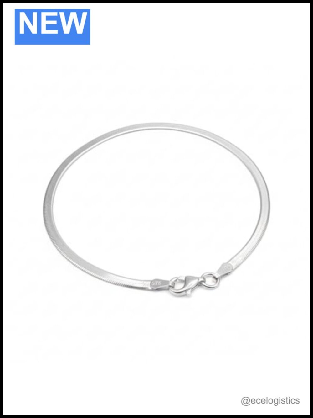 925 Sterling Silver Herringbone Bracelet 3mm Flat Snake Chain Women